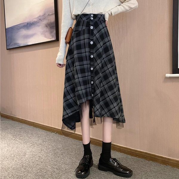 summer irregular plaid skirt high waist ruffles midi elegant front button korean fashion clothing long jupe skirts, Black
summer irregular plaid skirt high waist ruffles midi elegant front button korean fashion clothing long jupe skirts, Black