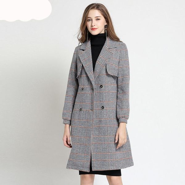 women's wool & blends autumn winter coat 2021 fashion plaid long woolen double breasted shin women coats gray plus size, Black
women's wool & blends autumn winter coat 2021 fashion plaid long woolen double breasted shin women coats gray plus size, Black