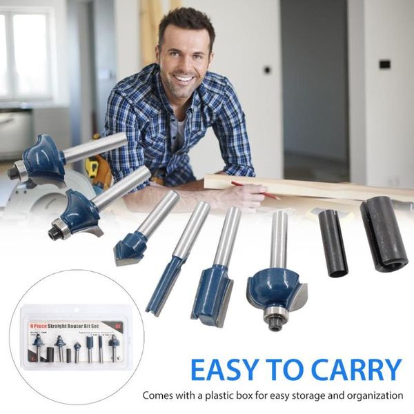 professional drill bits 8pcs straight router bit set shank cutter round corner v-shaped carpenters tools milling woodworking tool
professional drill bits 8pcs straight router bit set shank cutter round corner v-shaped carpenters tools milling woodworking tool