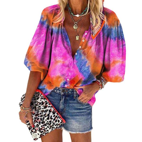 women's blouses & shirts tie dye fashion blouse, buttons v neck roll up sleeve casual, White
women's blouses & shirts tie dye fashion blouse, buttons v neck roll up sleeve casual, White