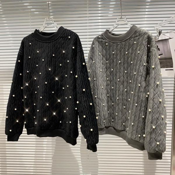 women's hoodies & sweatshirts 2021 winter pearl beaded round-neck thick warm hoodie womans fleece lining velvet pullover sweatshirt fo, Black
women's hoodies & sweatshirts 2021 winter pearl beaded round-neck thick warm hoodie womans fleece lining velvet pullover sweatshirt fo, Black