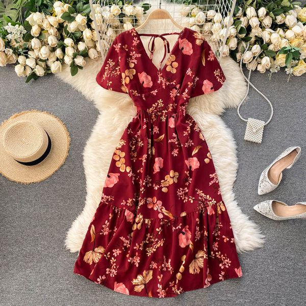 dresses women french floral summer v neck short sleeve backless ruffles es boho print a-line holiday beach, Black;gray
dresses women french floral summer v neck short sleeve backless ruffles es boho print a-line holiday beach, Black;gray