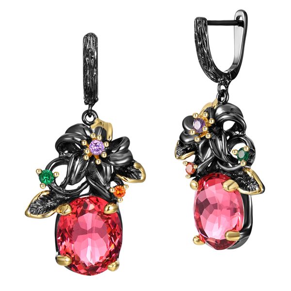 pretty flower vintage dangle earring big oval fuchsia/purple zircon 2 tone gold plate jewellery nice drop earrings, Silver
pretty flower vintage dangle earring big oval fuchsia/purple zircon 2 tone gold plate jewellery nice drop earrings, Silver