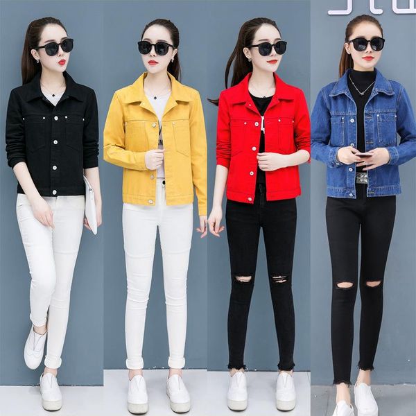 women's jackets jeans jacket coats for women 2021 fall spring autumn candy color red yellow black fashion casual short denim cotton off, Black;brown
women's jackets jeans jacket coats for women 2021 fall spring autumn candy color red yellow black fashion casual short denim cotton off, Black;brown