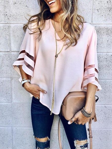 casual loose v neck chiffon women shirts fashion summer half sleeve solid shirt blusas mujer femme, White
casual loose v neck chiffon women shirts fashion summer half sleeve solid shirt blusas mujer femme, White