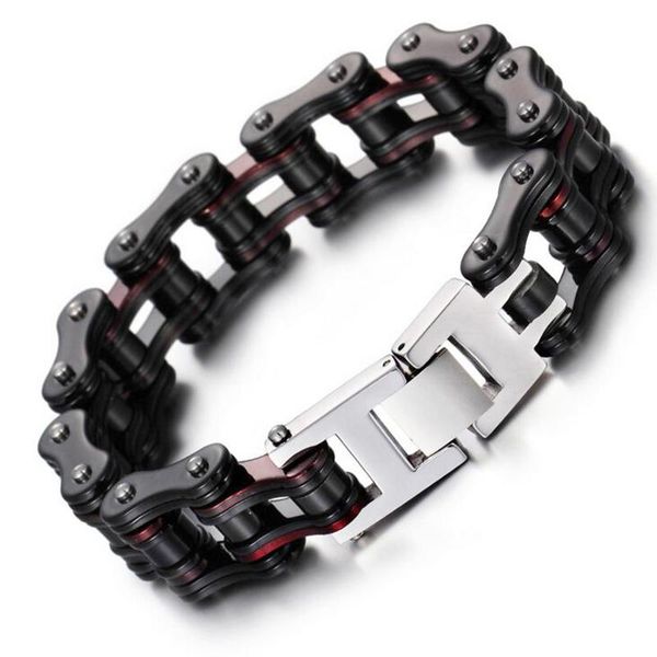 link, chain 16mm wide heavy solid black stainless steel bike bracelet men red bicycle motorcycle men's bracelets punk rock jewelry
link, chain 16mm wide heavy solid black stainless steel bike bracelet men red bicycle motorcycle men's bracelets punk rock jewelry