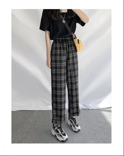 vintage plaid womens capris pants high waist elastic korean harajuku long trousers straight leisure loose jogger pantalones, Black;white
vintage plaid womens capris pants high waist elastic korean harajuku long trousers straight leisure loose jogger pantalones, Black;white