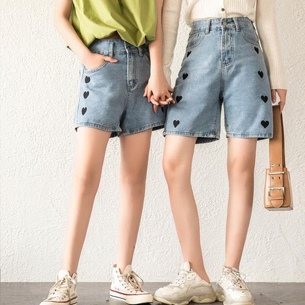 love embroidery women's denim shorts classic vintage high waist blue wide leg casual summer ladies short jeans for female maternity bot, White
love embroidery women's denim shorts classic vintage high waist blue wide leg casual summer ladies short jeans for female maternity bot, White