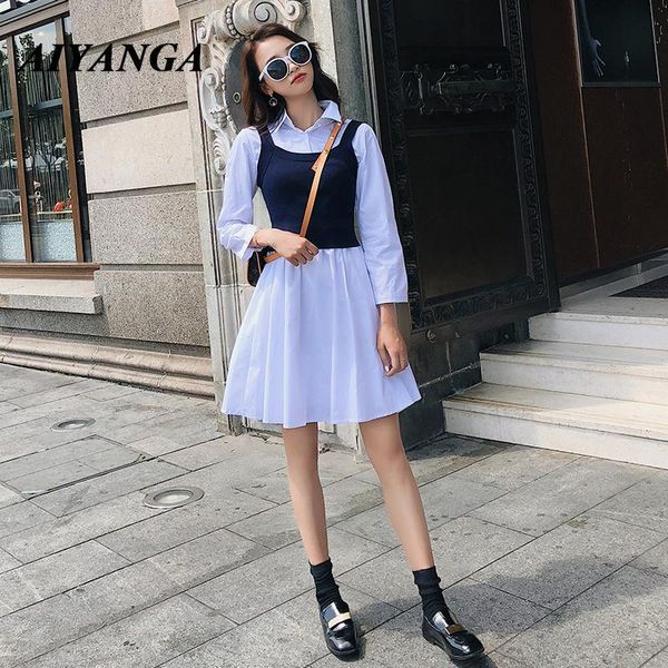 casual dresses 2021 autumn women long sleeve shirt dress + knitted vest elegant turn-down collar two piece set ladies a-line, Black;gray
casual dresses 2021 autumn women long sleeve shirt dress + knitted vest elegant turn-down collar two piece set ladies a-line, Black;gray