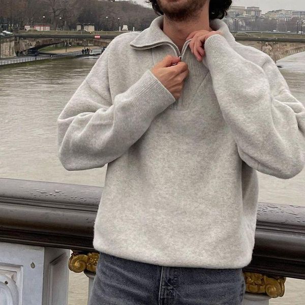 men's sweaters autumn winter warm slim fit knittwear white zipper pullover sweater, White;black
men's sweaters autumn winter warm slim fit knittwear white zipper pullover sweater, White;black