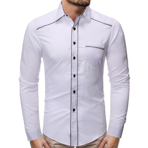 men's casual shirts fashion stitching simple business long sleeve leisure shirt british style cotton, White;black
men's casual shirts fashion stitching simple business long sleeve leisure shirt british style cotton, White;black