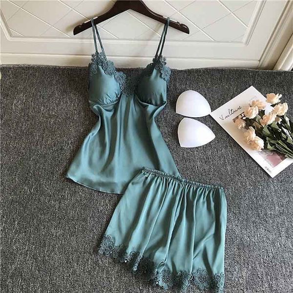women's sleepwear ladies silk pajamas set soft 2pcs women lace backless camisole+shorts femme with breast pad thin satin home, Black;red
women's sleepwear ladies silk pajamas set soft 2pcs women lace backless camisole+shorts femme with breast pad thin satin home, Black;red