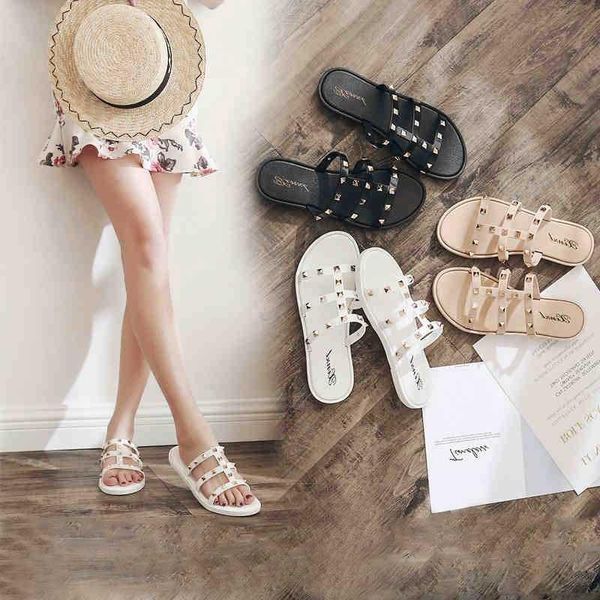 rivet slipper female women's sub-national wind versitile fashion flat anti-slip comfortable open toe outdoor sandal for slippers, Black
rivet slipper female women's sub-national wind versitile fashion flat anti-slip comfortable open toe outdoor sandal for slippers, Black