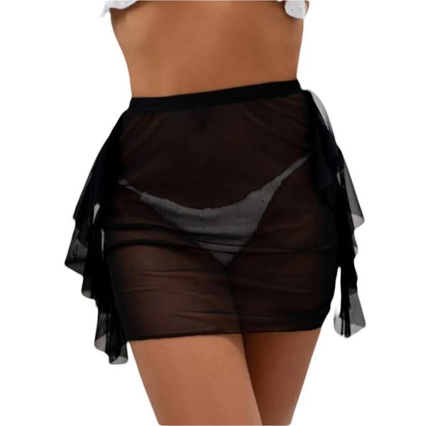 women's swimwear 2021 fashion women bikini cover up high waist solid skinny ruffle see through mesh mini skirt beach bathing suit, White;black
women's swimwear 2021 fashion women bikini cover up high waist solid skinny ruffle see through mesh mini skirt beach bathing suit, White;black