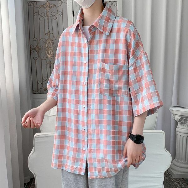 men's casual shirts summer half sleeved plaid cool in large size streetwear tidal current college couples surprise price, White;black
men's casual shirts summer half sleeved plaid cool in large size streetwear tidal current college couples surprise price, White;black