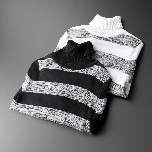 sweater knit autumn and winter 2021 men's pullover trend fashion rib high neck contrast color long sleeve bottomed, White;black
sweater knit autumn and winter 2021 men's pullover trend fashion rib high neck contrast color long sleeve bottomed, White;black