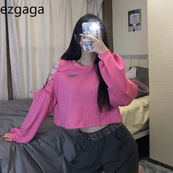 ezgaga women t shirt casual loose o-neck bandage off shoulder hollow out long sleeve tee fashion ladies y2k autumn 210430, White
ezgaga women t shirt casual loose o-neck bandage off shoulder hollow out long sleeve tee fashion ladies y2k autumn 210430, White