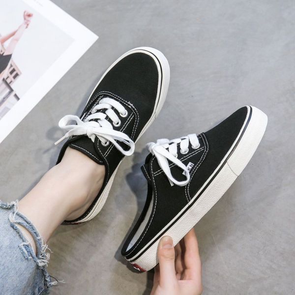 dress shoes women sandals summer flats half slippers canvas fashion sneakers woman mule plus size 35-40, Black 
dress shoes women sandals summer flats half slippers canvas fashion sneakers woman mule plus size 35-40, Black