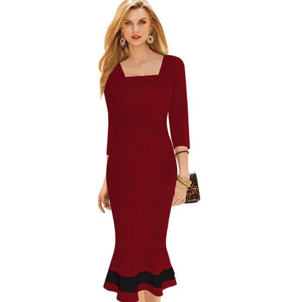 casual dresses women office dress business wear to work sheath ruffle party vestidos, Black;gray
casual dresses women office dress business wear to work sheath ruffle party vestidos, Black;gray