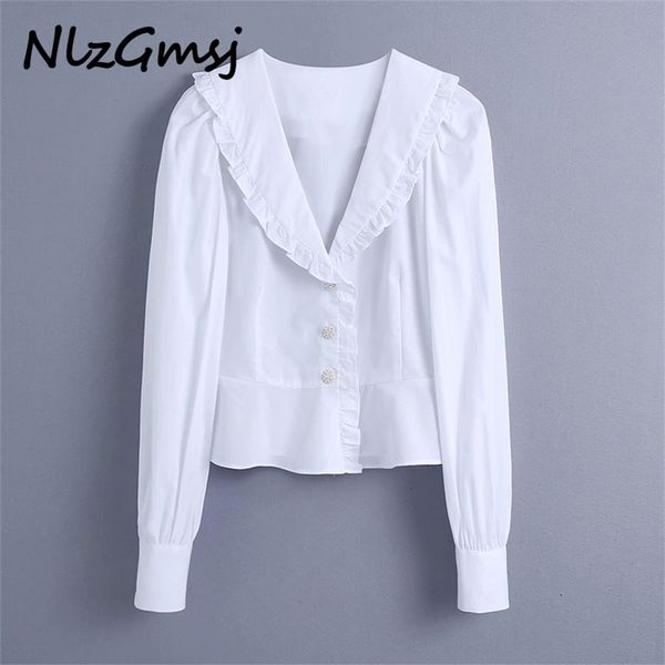 blouse women button up shirts for spring casual collar woman long sleeve puff shoulder 210628, White
blouse women button up shirts for spring casual collar woman long sleeve puff shoulder 210628, White