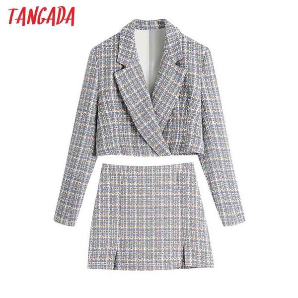 fashion women' set plaid tweed cropped blazer aand skirt long sleeve female 2 piece suit be651 210416, White
fashion women' set plaid tweed cropped blazer aand skirt long sleeve female 2 piece suit be651 210416, White