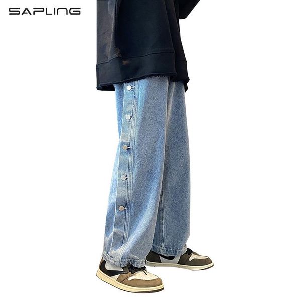 double side button men's straight jeans fashion streetwear loose casual hip hop trousers wide leg harajuku cargo men jean pants, Blue
double side button men's straight jeans fashion streetwear loose casual hip hop trousers wide leg harajuku cargo men jean pants, Blue