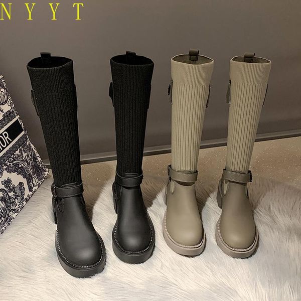 boots sock high heel women stretch knitting knee chunky thick heels shoes split leather platform ladies booties, Black
boots sock high heel women stretch knitting knee chunky thick heels shoes split leather platform ladies booties, Black