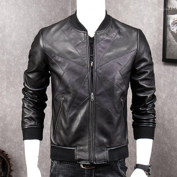 men's leather & faux black sheepskin genuine jacket stand collar zipper casual real baseball coat slim 5xl fashionable short
men's leather & faux black sheepskin genuine jacket stand collar zipper casual real baseball coat slim 5xl fashionable short