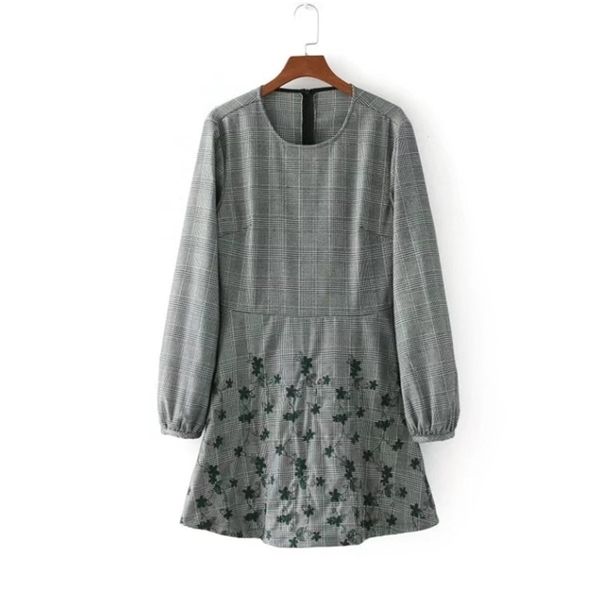 women vintage floral embroidery long sleeve plaid mini dress party brand casual slim fashion fall dresses ds168 210420, Black;gray
women vintage floral embroidery long sleeve plaid mini dress party brand casual slim fashion fall dresses ds168 210420, Black;gray