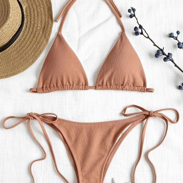 women's swimwear lace-up solid color open back tight bikini swimsuit 2021 summer split beachwear, White;black
women's swimwear lace-up solid color open back tight bikini swimsuit 2021 summer split beachwear, White;black