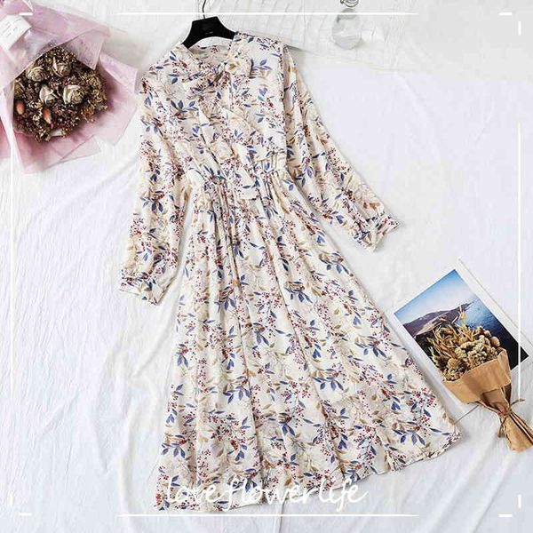 autumn women long sleeve chiffon dresses casual elastic waist floral print bow ruffles party dress female dress vestidos 210521, Black;gray
autumn women long sleeve chiffon dresses casual elastic waist floral print bow ruffles party dress female dress vestidos 210521, Black;gray