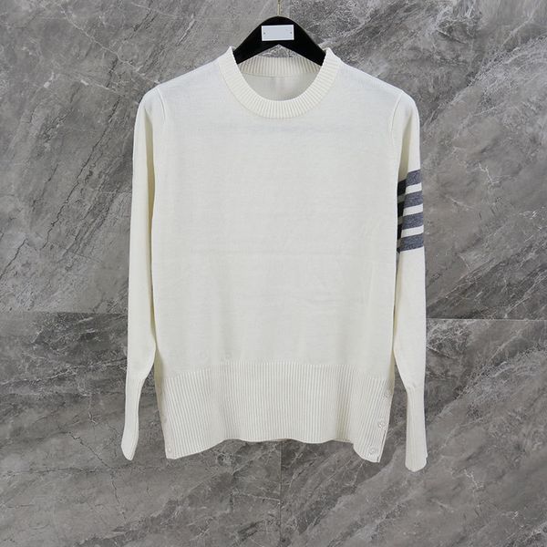 autumn 2019 new tb stripe four bar crew neck slim fit thin wool blend women's sweater, White
autumn 2019 new tb stripe four bar crew neck slim fit thin wool blend women's sweater, White