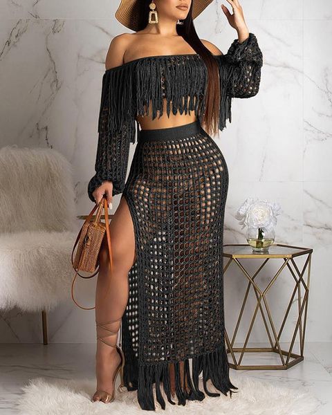 two piece dress 2021 women elegant fashion 2 piece/set off shoulder tassels crop and long skirts set summer beach, White
two piece dress 2021 women elegant fashion 2 piece/set off shoulder tassels crop and long skirts set summer beach, White