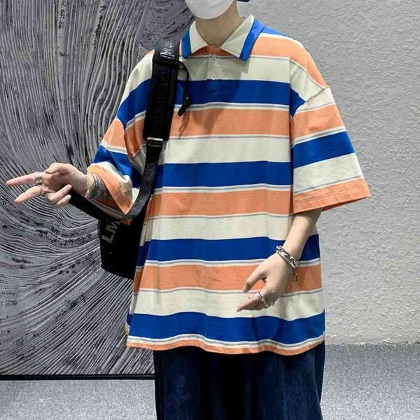 men's t-shirts summer cotton short-sleeved t-shirt fashion casual lapel t shirt men streetwear korean loose striped tshirt mens m- dr8g, White;black
men's t-shirts summer cotton short-sleeved t-shirt fashion casual lapel t shirt men streetwear korean loose striped tshirt mens m- dr8g, White;black