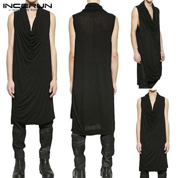men's casual shirts incerun summer mens sleeveless fashion stylish irregular collar black long shirt solid color lengthen blouse, White;black
men's casual shirts incerun summer mens sleeveless fashion stylish irregular collar black long shirt solid color lengthen blouse, White;black
