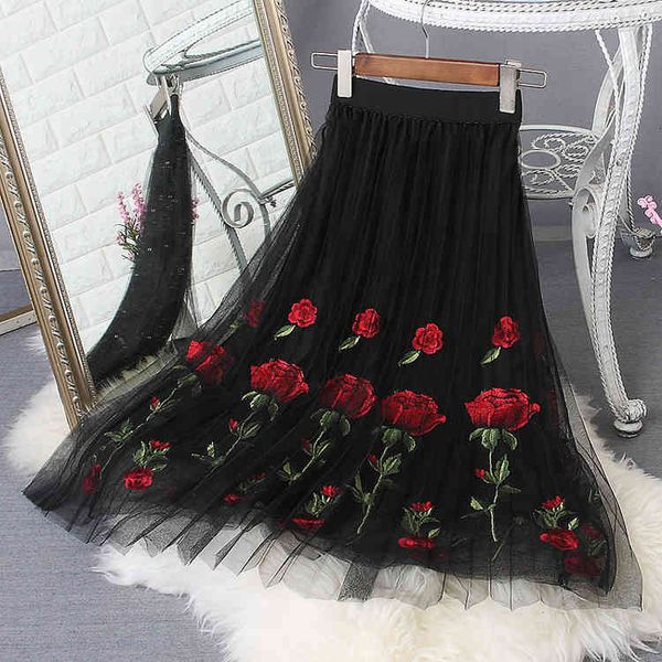 Skirts Summer Long Womens Vintage Fine Rose Floral Embroidered Black White Mesh Overlay Tulle Skirt B41P
Skirts Summer Long Womens Vintage Fine Rose Floral Embroidered Black White Mesh Overlay Tulle Skirt B41P