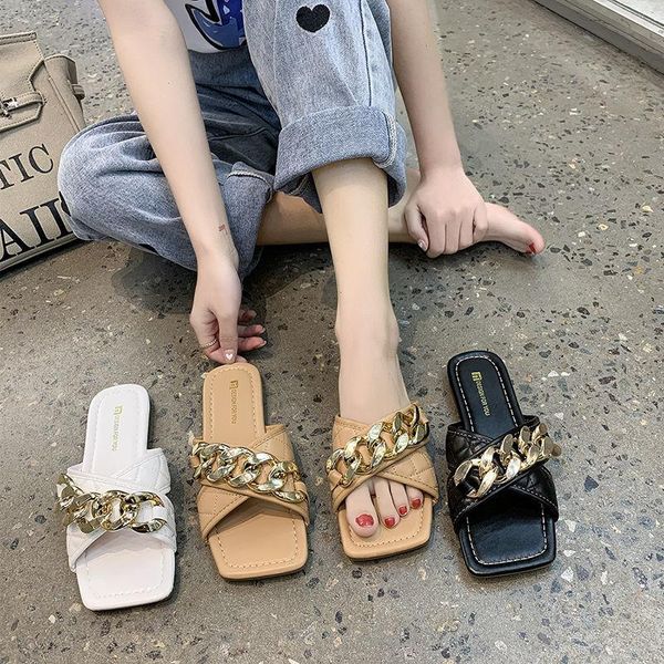 slippers women slipper sandals design gold chain closed toe slip on mules shoes flat heels square head casual slides flip flop 2021, Black
slippers women slipper sandals design gold chain closed toe slip on mules shoes flat heels square head casual slides flip flop 2021, Black