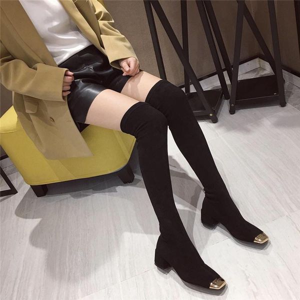 boots fashion women over the knee sock 2021 autum thick high heels stretch fabric long sqaure toe elasitc slim botas mujer, Black
boots fashion women over the knee sock 2021 autum thick high heels stretch fabric long sqaure toe elasitc slim botas mujer, Black