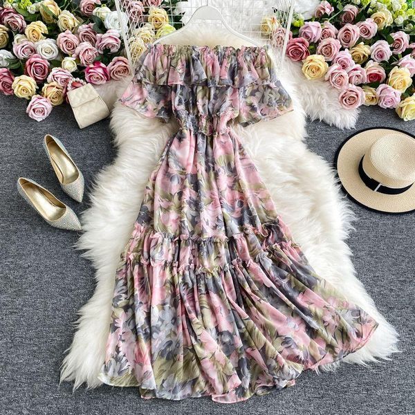 casual dresses 2021 women chiffon printed dress ladies neck off shoulder flowers short sleeves ruffles hem swing a-line long, Black;gray
casual dresses 2021 women chiffon printed dress ladies neck off shoulder flowers short sleeves ruffles hem swing a-line long, Black;gray