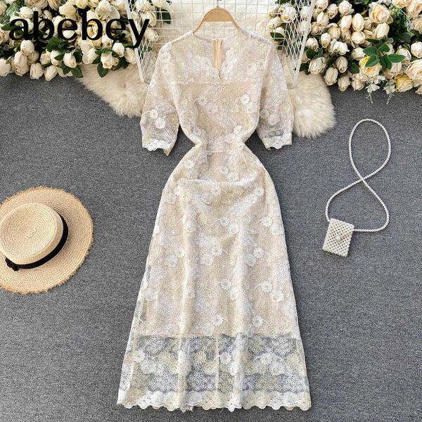 women embroidery lace dress french puff sleeve v neck a-line dresses summer elegant fashion streetwear midi dress 210715, Black;gray
women embroidery lace dress french puff sleeve v neck a-line dresses summer elegant fashion streetwear midi dress 210715, Black;gray