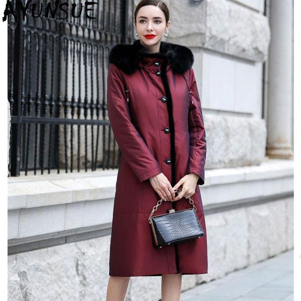 women's fur & faux ayunsue natural liner parka women mink collar long jackets winter jacket warm overcoat plus size my3955, Black
women's fur & faux ayunsue natural liner parka women mink collar long jackets winter jacket warm overcoat plus size my3955, Black