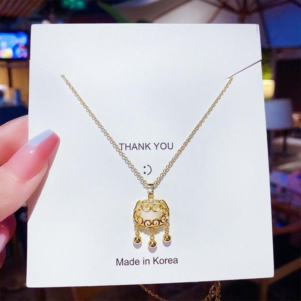 chains stylish peace lock necklace women korean version simple ins temperament elegant copper micro-set pendant, Silver
chains stylish peace lock necklace women korean version simple ins temperament elegant copper micro-set pendant, Silver