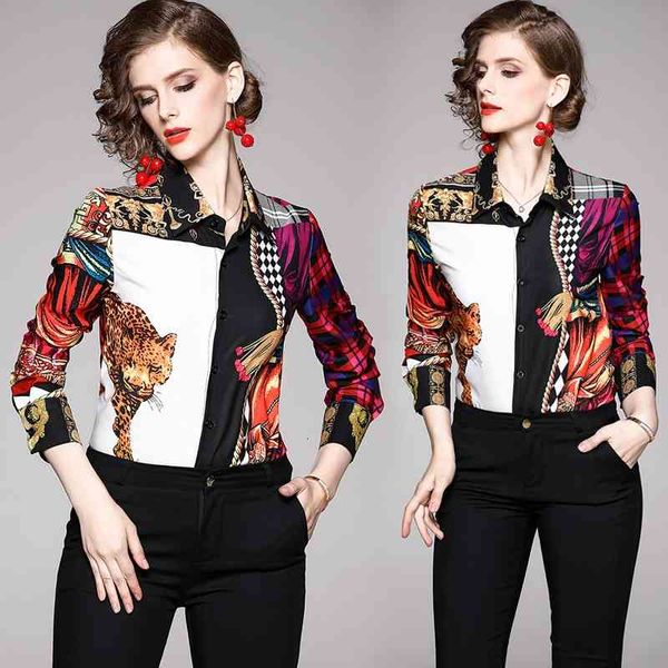 luxury runway designer elegant shirts women long sleeve lapel neck spring ladies blouses classic casual printed office button shirts, White
luxury runway designer elegant shirts women long sleeve lapel neck spring ladies blouses classic casual printed office button shirts, White