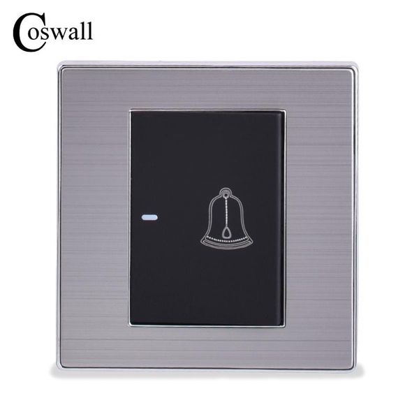 smart home control coswall 1 gang luxury doorbell switch push button wall interruptor brushed silver panel power conmutador 10a ac 110~250v
smart home control coswall 1 gang luxury doorbell switch push button wall interruptor brushed silver panel power conmutador 10a ac 110~250v