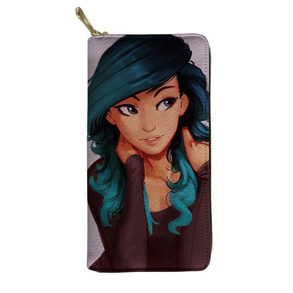 wallets hycool long wallet women blue hair african black girl print female woman casual party clutch ladies gift pu leather, Red;black