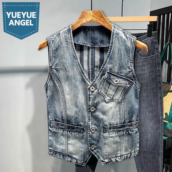 british cowboy mens denim vest vintage slim fit sleeveless short jacket street casual waistcoat coat men motorcycle jean vests men's, Black;white
british cowboy mens denim vest vintage slim fit sleeveless short jacket street casual waistcoat coat men motorcycle jean vests men's, Black;white