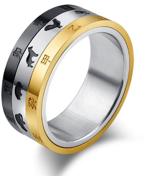 cluster rings baqi titanium steel rotating zodiac ring chinese wind time, Golden;silver
cluster rings baqi titanium steel rotating zodiac ring chinese wind time, Golden;silver