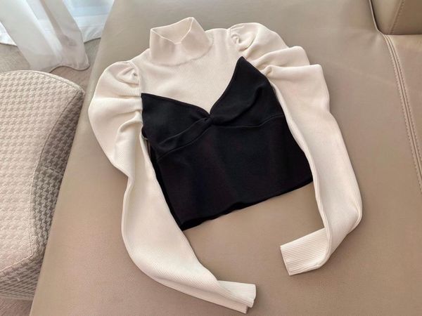 women's sweaters 2021 ladies fashion long sleeve casual fake two-piece high neck black and white stitching sweater 1210, White;black
women's sweaters 2021 ladies fashion long sleeve casual fake two-piece high neck black and white stitching sweater 1210, White;black