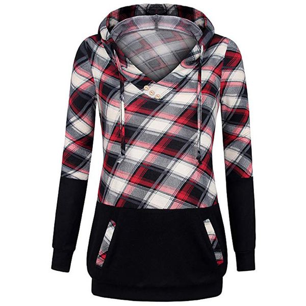 women's hoodies & sweatshirts plus size sweatshirt long sleeve plaid pullover color block hooded kangaroo pockets pullovers loose femal, Black
women's hoodies & sweatshirts plus size sweatshirt long sleeve plaid pullover color block hooded kangaroo pockets pullovers loose femal, Black