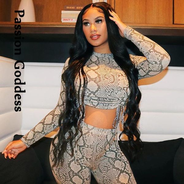 women's tracksuits 2 piece snake skin printed sets women bandage drawstring cropped shirts high waist slim pants party suit two outfit, Gray
women's tracksuits 2 piece snake skin printed sets women bandage drawstring cropped shirts high waist slim pants party suit two outfit, Gray